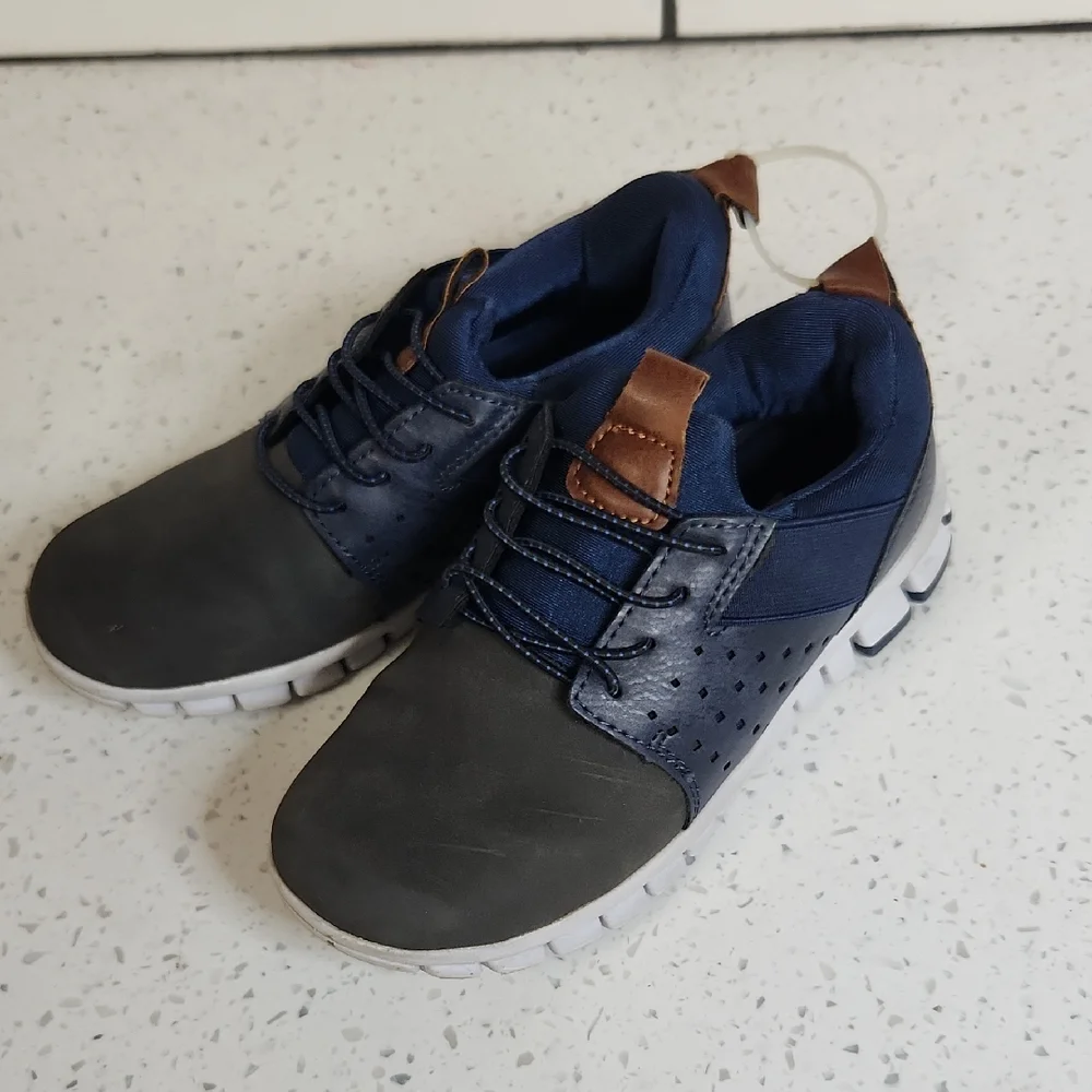 Deer Stags Navy and Brown Kids Sneakers Memory Foam